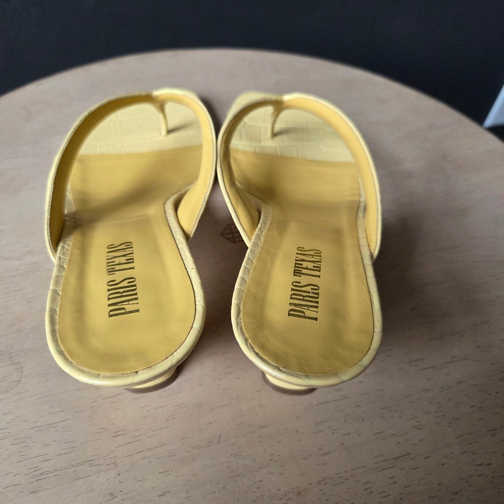 NIB Paris Texas Embossed Croc Portofino Thong Mule Banana Yellow Heels EU40 US10 - Picture 6 of 15